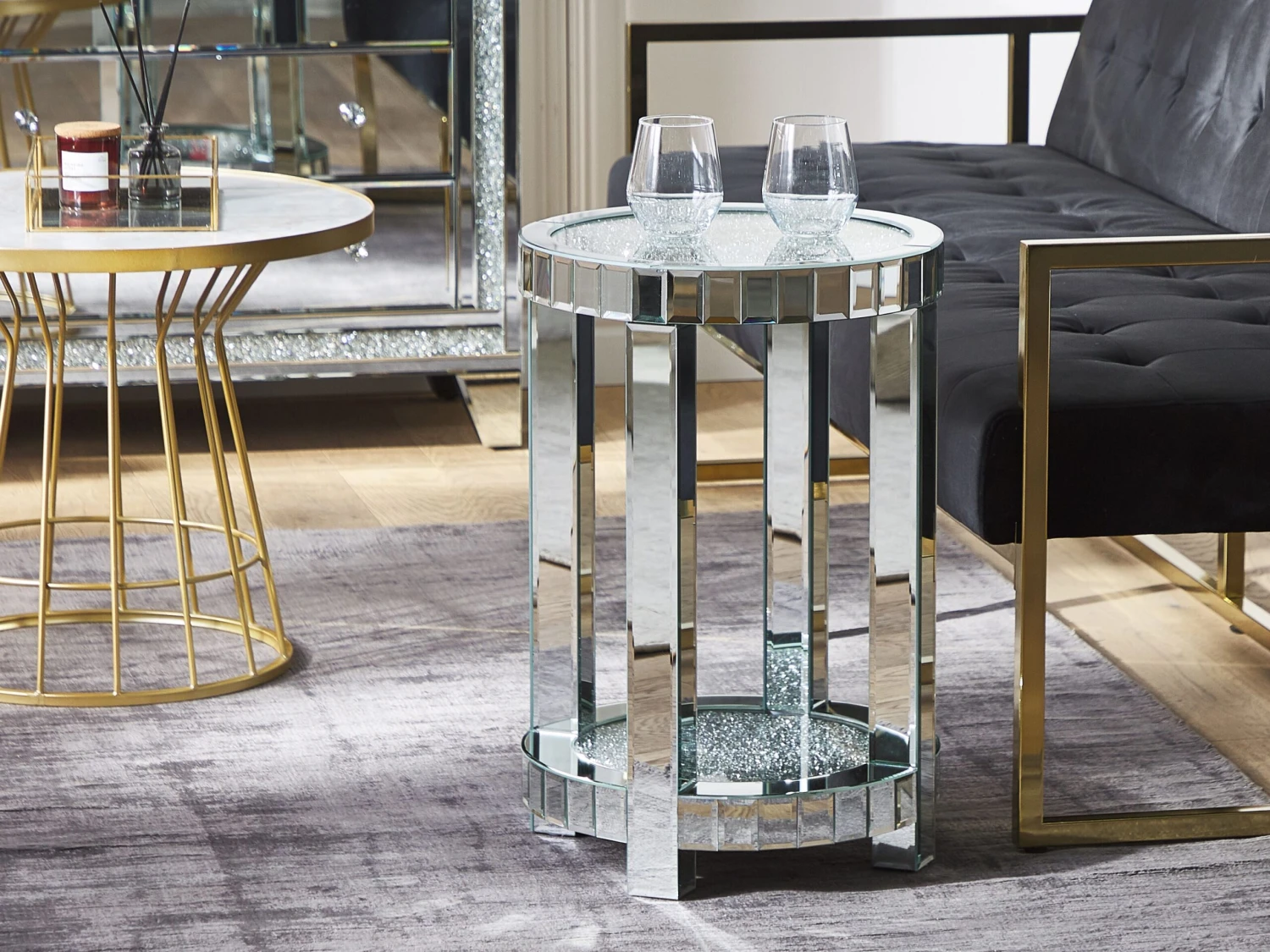 Mirrored Side Table Silver APREY 4 Mirrored Side Table Silver APREY - Image 2