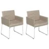 Set Of 2 Fabric Dining Chairs Beige GOMEZ
