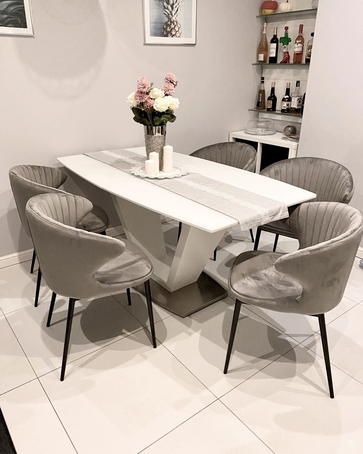 Set Of 2 Velvet Dining Chairs Grey AUGUSTA - Image 3