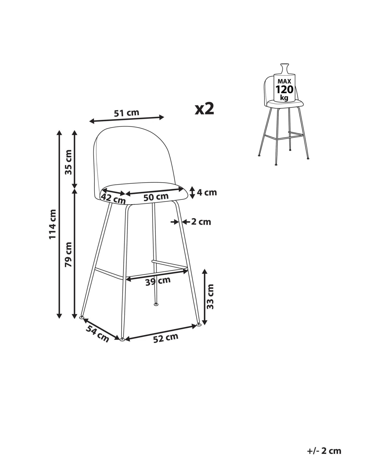 Set Of 2 Velvet Bar Chairs Pink ARCOLA - Image 10