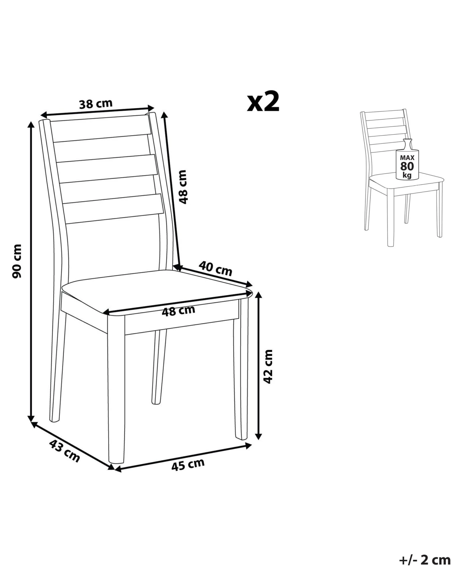 Set Of 2 Wooden Dining Chairs MODESTO - Image 10