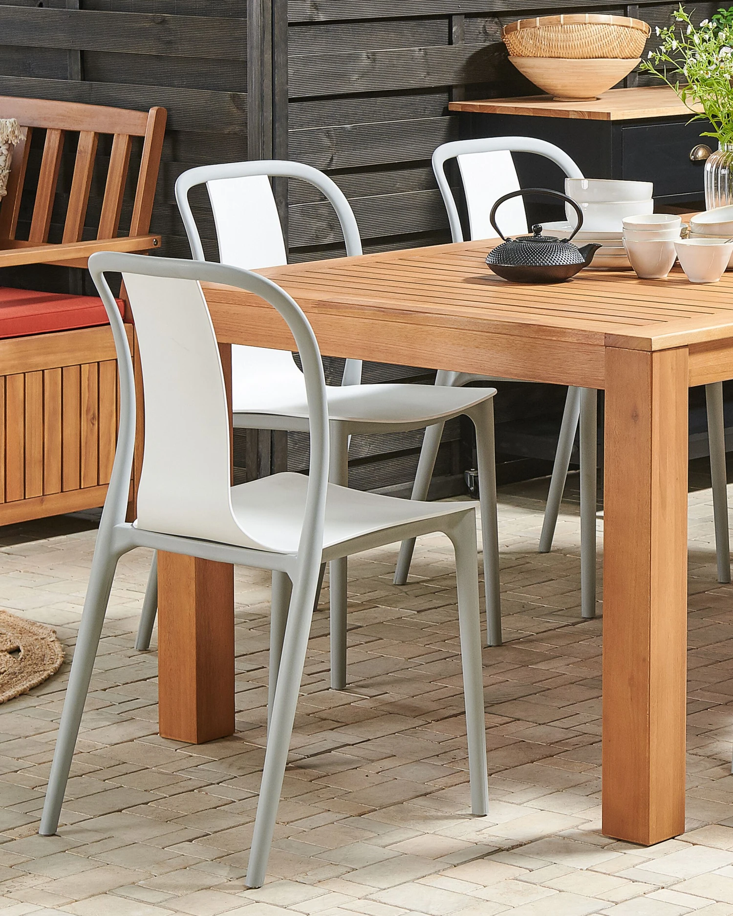 Set Of 2 Garden Chairs White And Grey SPEZIA 4 Set Of 2 Garden Chairs White And Grey SPEZIA - Image 2