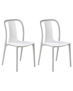 Set Of 2 Garden Chairs White And Grey SPEZIA
