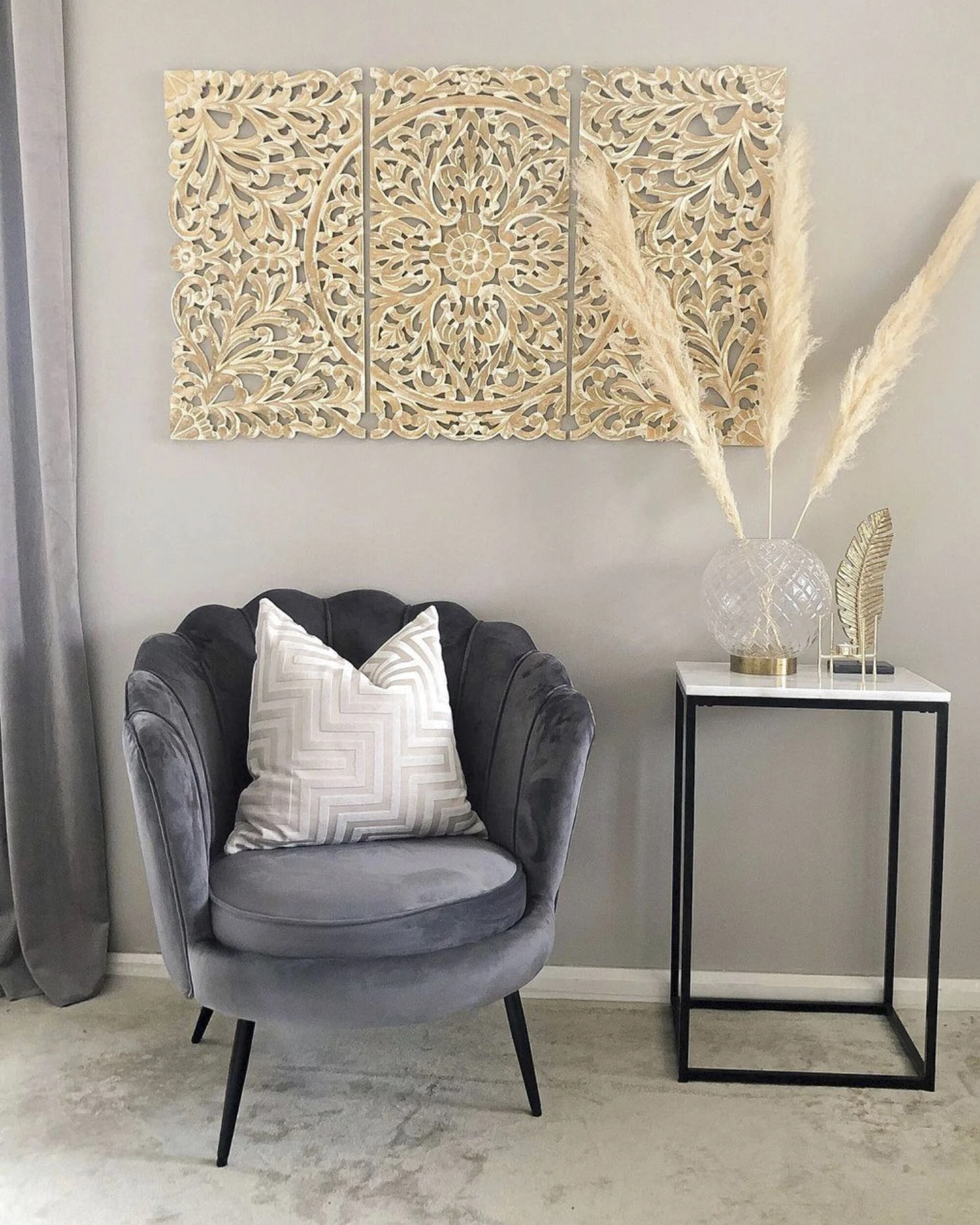 Velvet Armchair Grey LOVIKKA 7 Velvet Armchair Grey LOVIKKA - Image 5