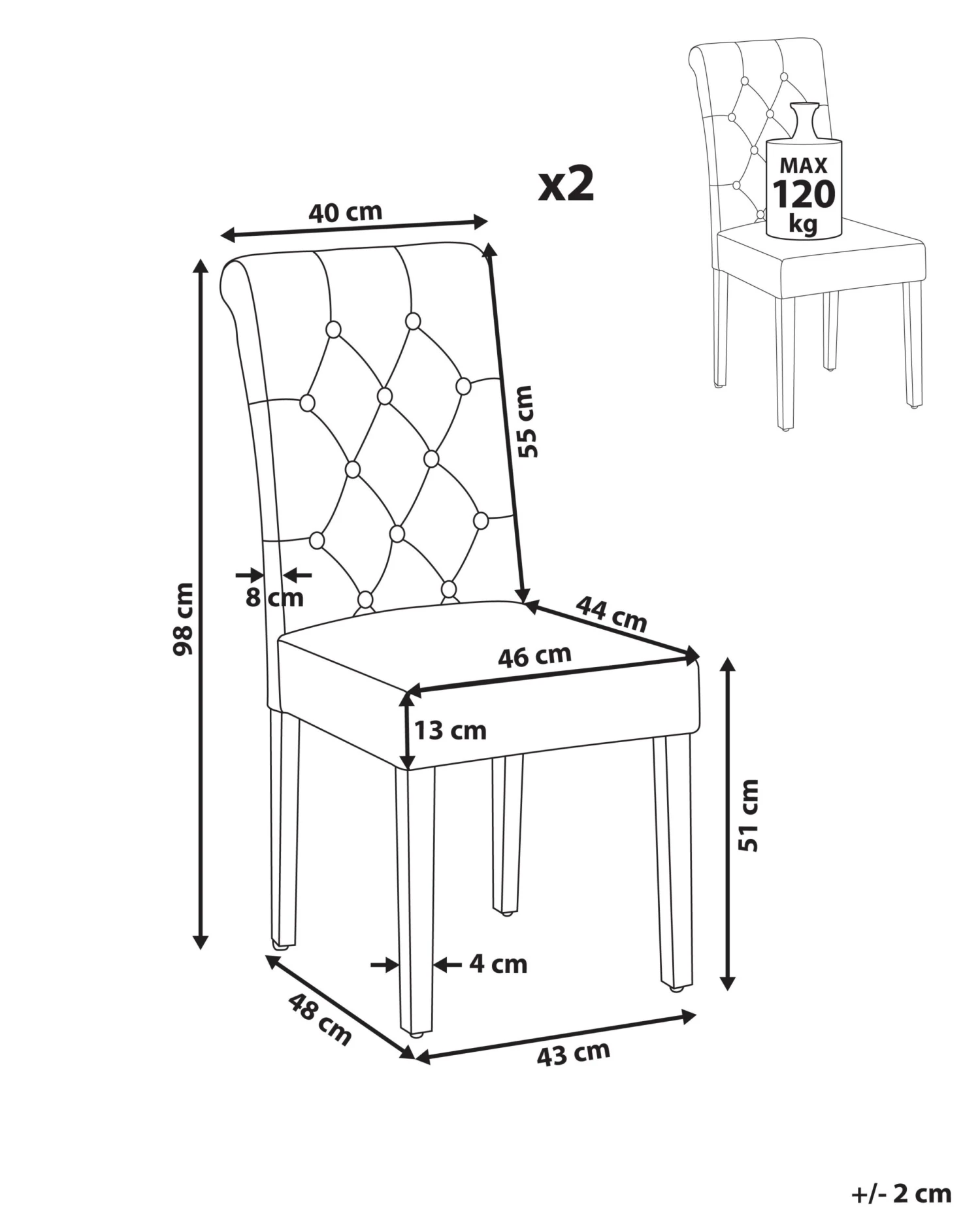 Set Of 2 Fabric Dining Chairs Grey VELVA - Image 9