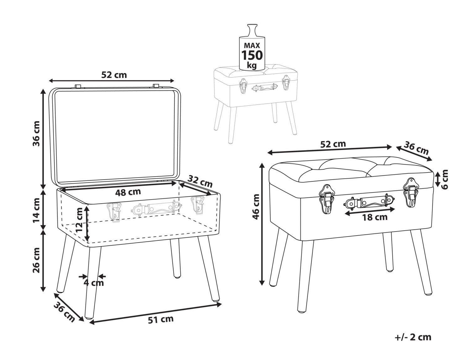 Faux Leather Storage Stool Beige MALLARD - Image 10