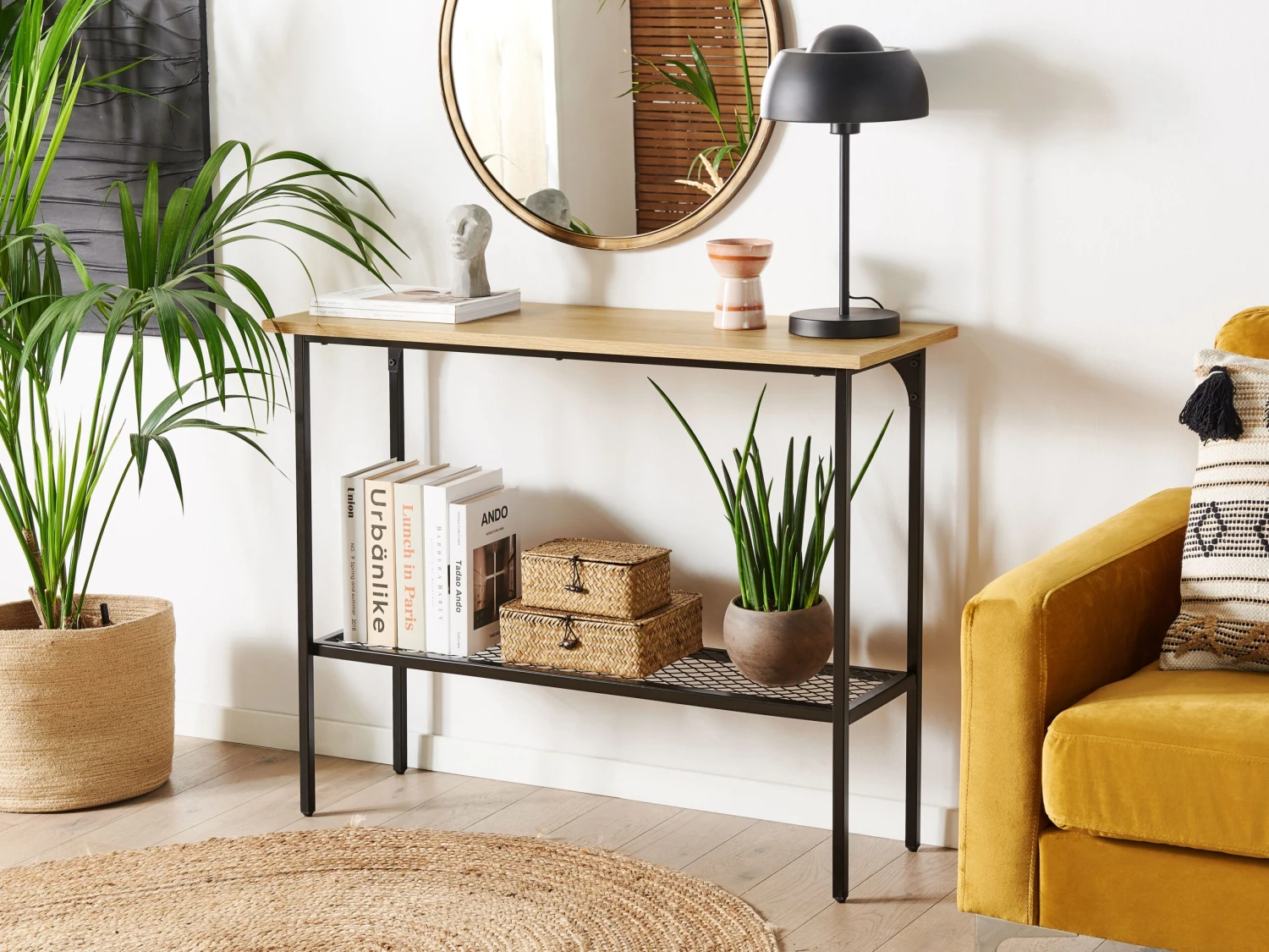 Console Table Light Wood With Black DORENA - Image 2