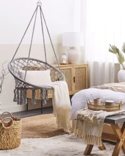 Macrame Hanging Chair Grey GABELLA -Home Furniture undef src sa picid 821575 type whitesh image