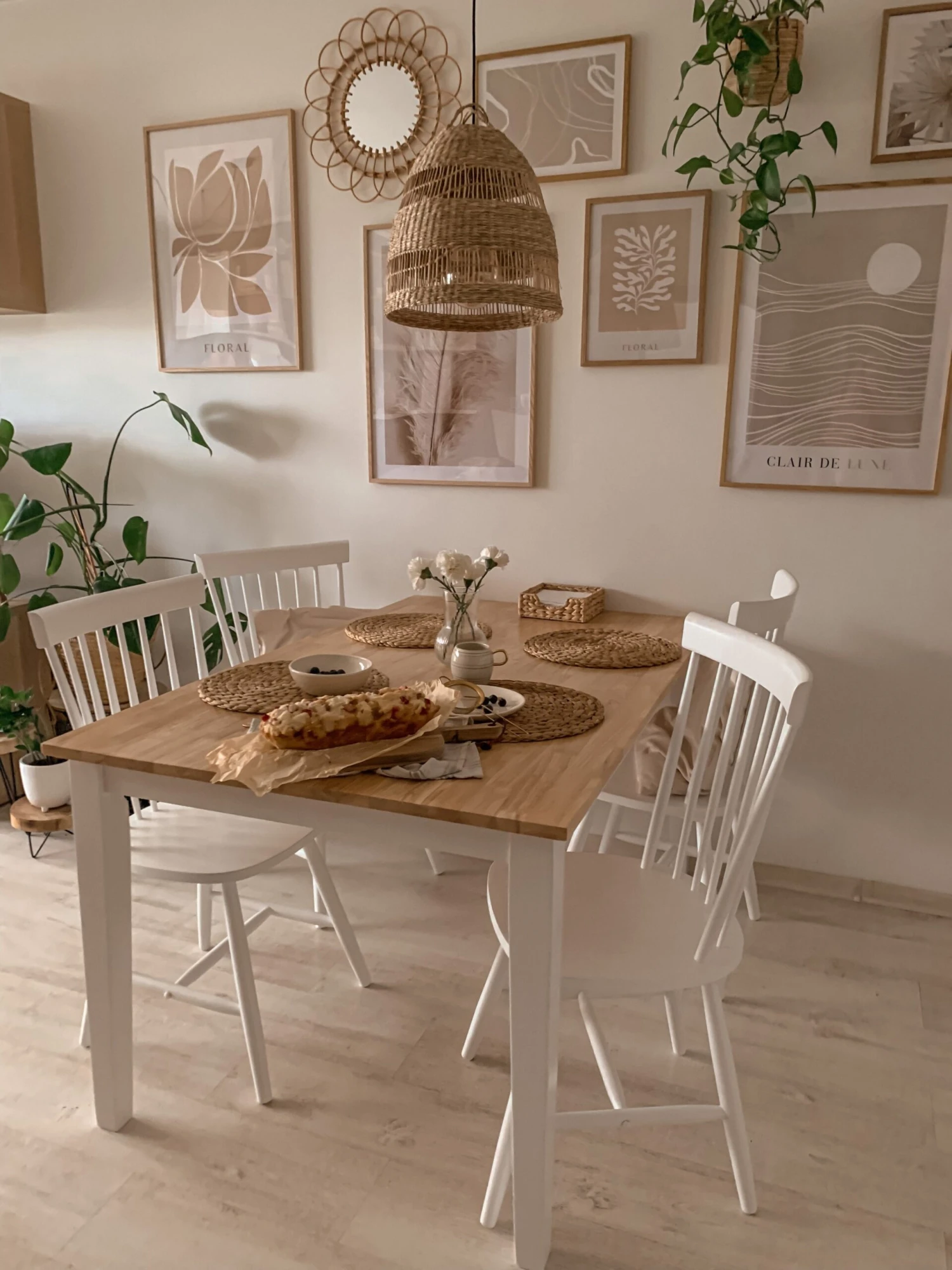 Wooden Dining Table Light Wood And White GEORGIA Various Sizes - Image 3