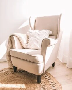 Fabric Wingback Chair Light Beige ABSON -Home Furniture undef src sa picid 824827 type whitesh image