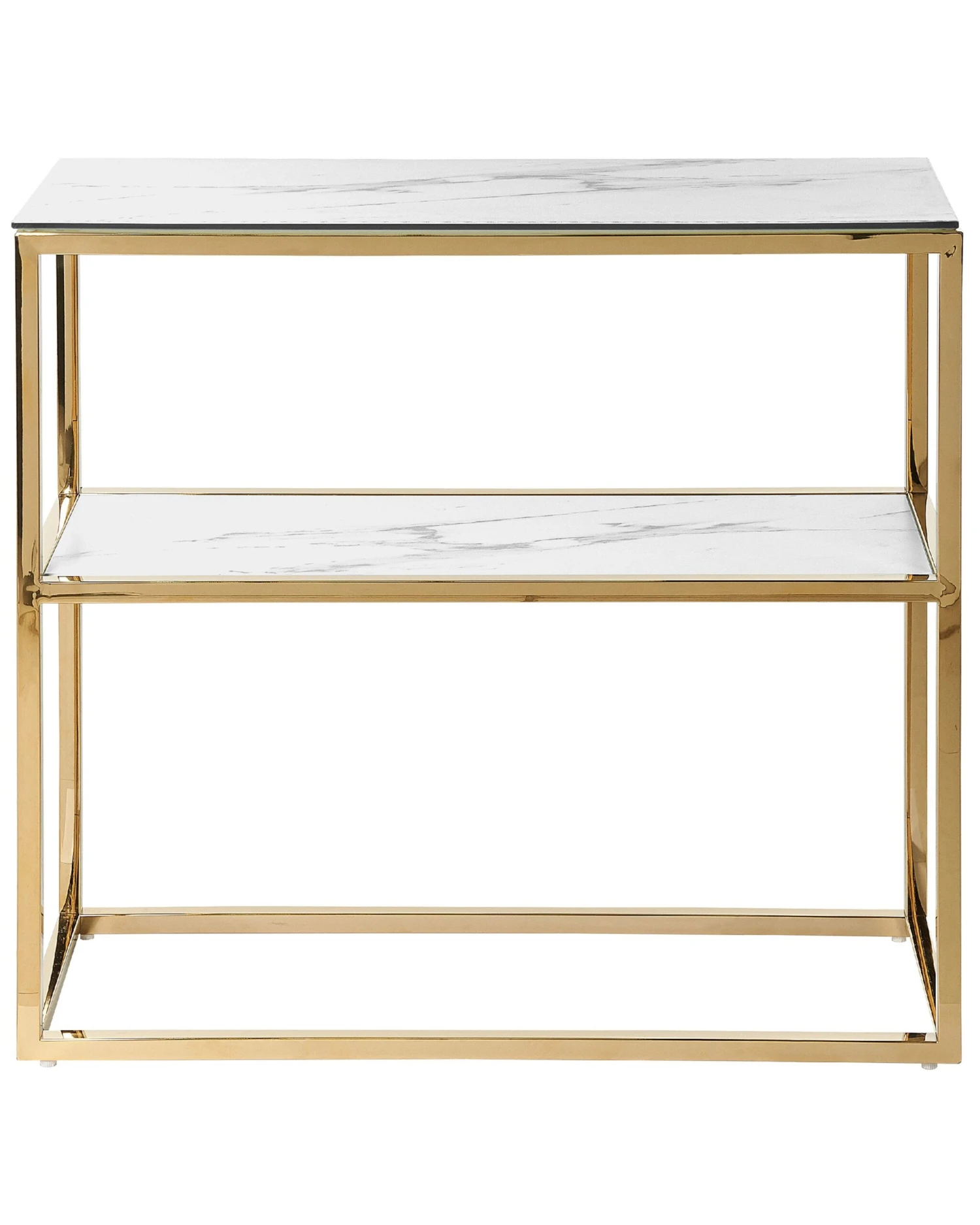 Glass Top Console Table Marble Effect White With Gold AZUSA - Image 3