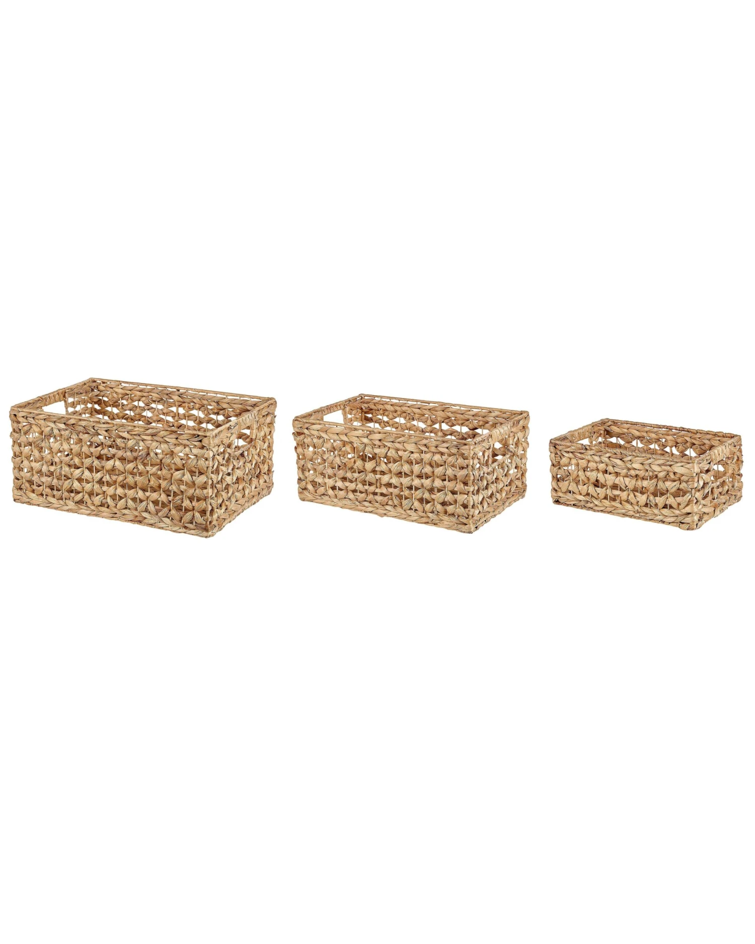Set Of 3 Water Hyacinth Baskets Natural MINNOW