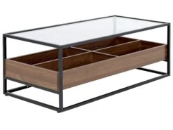 Glass Top Coffee Table With Shelf Dark Wood With Black WACO