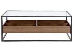 Glass Top Coffee Table With Shelf Dark Wood With Black WACO -Home Furniture undef src sa picid 825564 type whitesh image