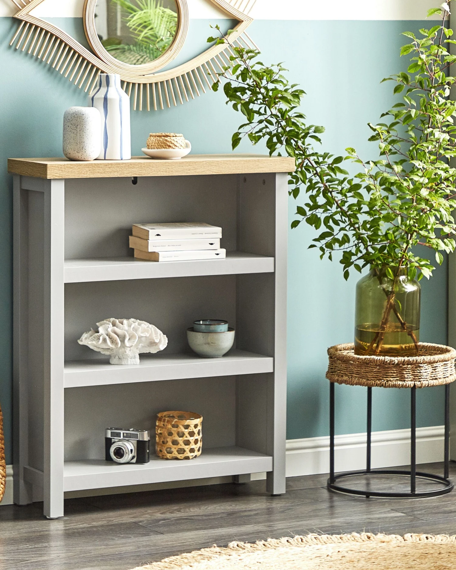 3 Tier Bookcase Grey CLIO - Image 2