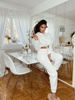 Dining Table 140 X 80 Cm Marble Effect White With Gold KENTON -Home Furniture undef src sa picid 828235 type whitesh image