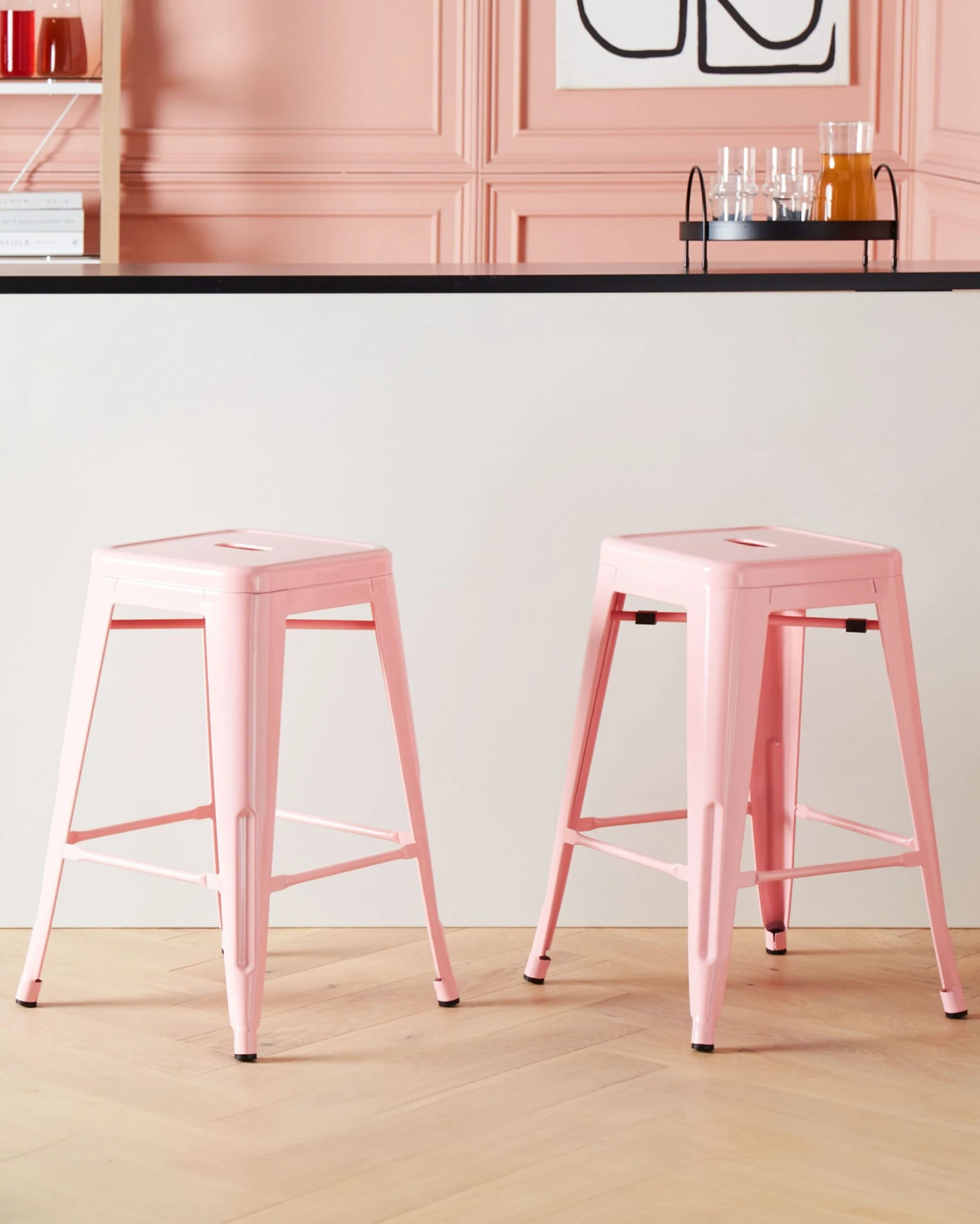 Set Of 2 Metal Stools 60 Cm Pink CABRILLO - Image 2
