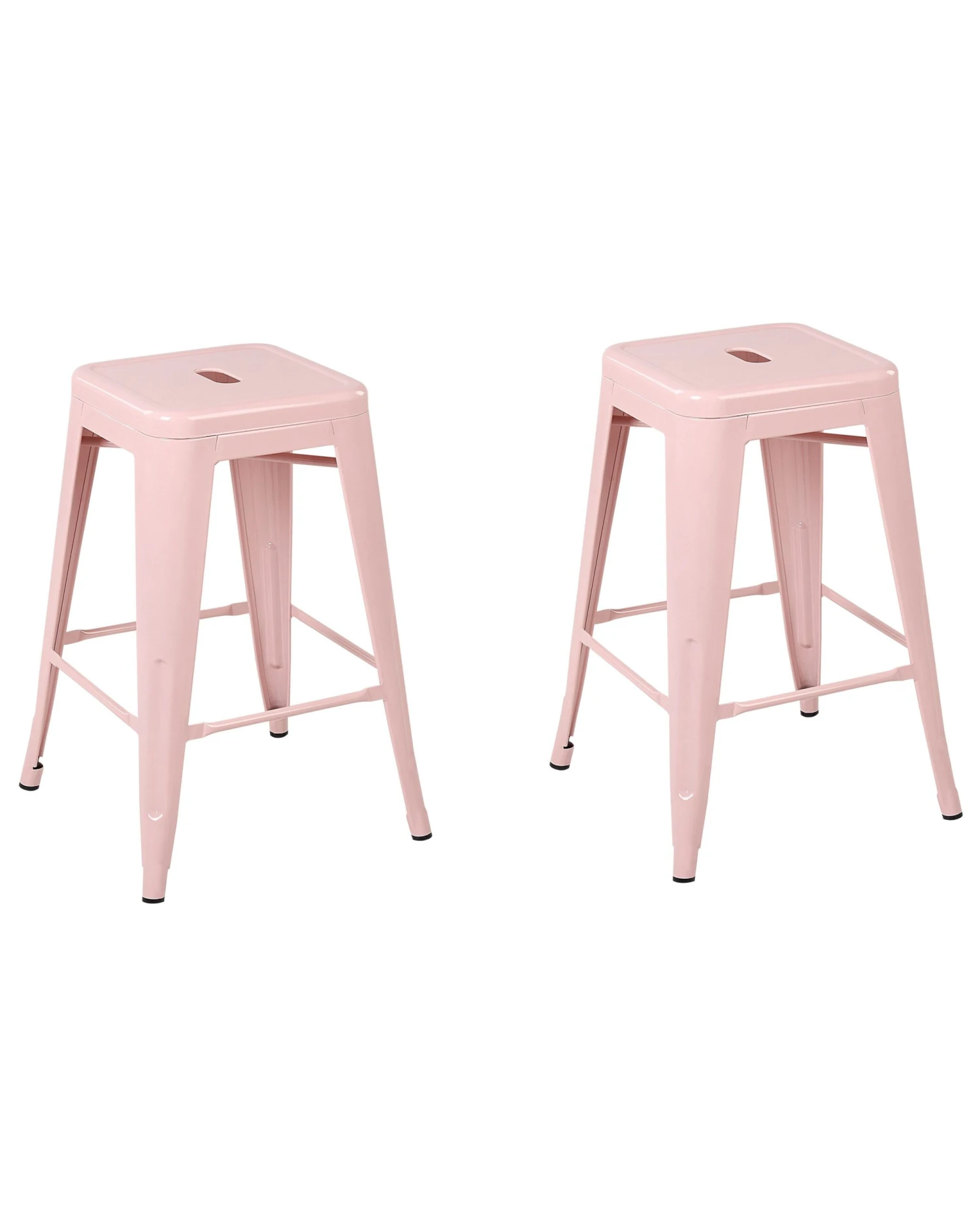 Set Of 2 Metal Stools 60 Cm Pink CABRILLO