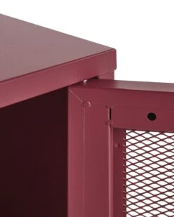 Mesh Door Steel Bedside Table Dark Red OSSETT -Home Furniture undef src sa picid 830337 type whitesh image