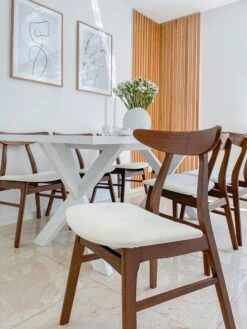 Set Of 2 Wooden Dining Chairs Faux Leather White LYNN -Home Furniture undef src sa picid 831802 type whitesh image