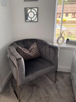 Velvet Armchair Grey LARVIK -Home Furniture undef src sa picid 832712 type whitesh image