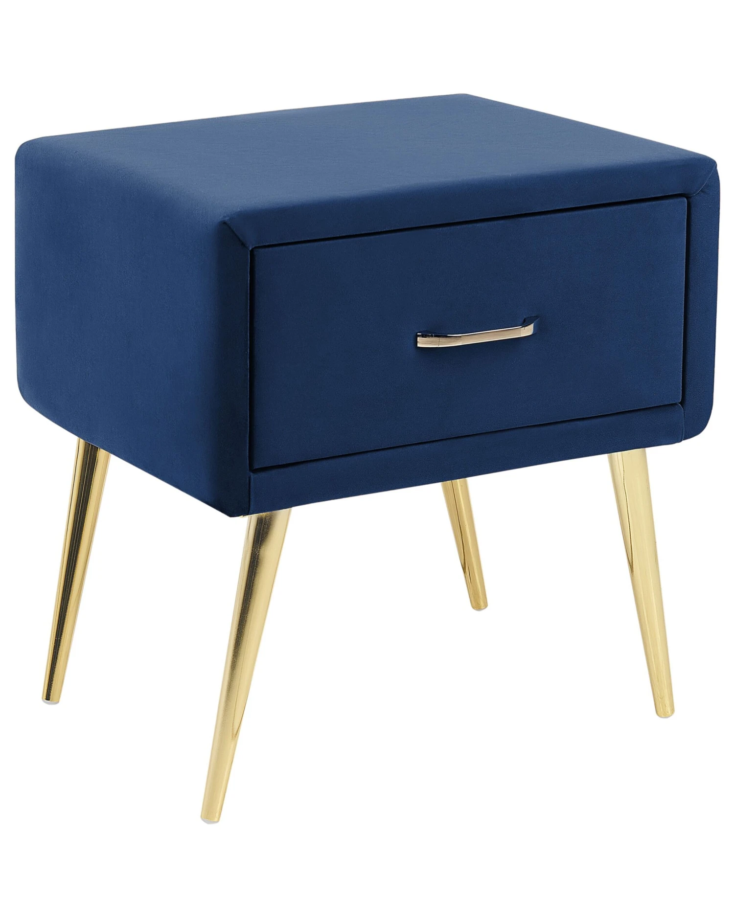 1 Drawer Velvet Bedside Table Navy Blue FLAYAT