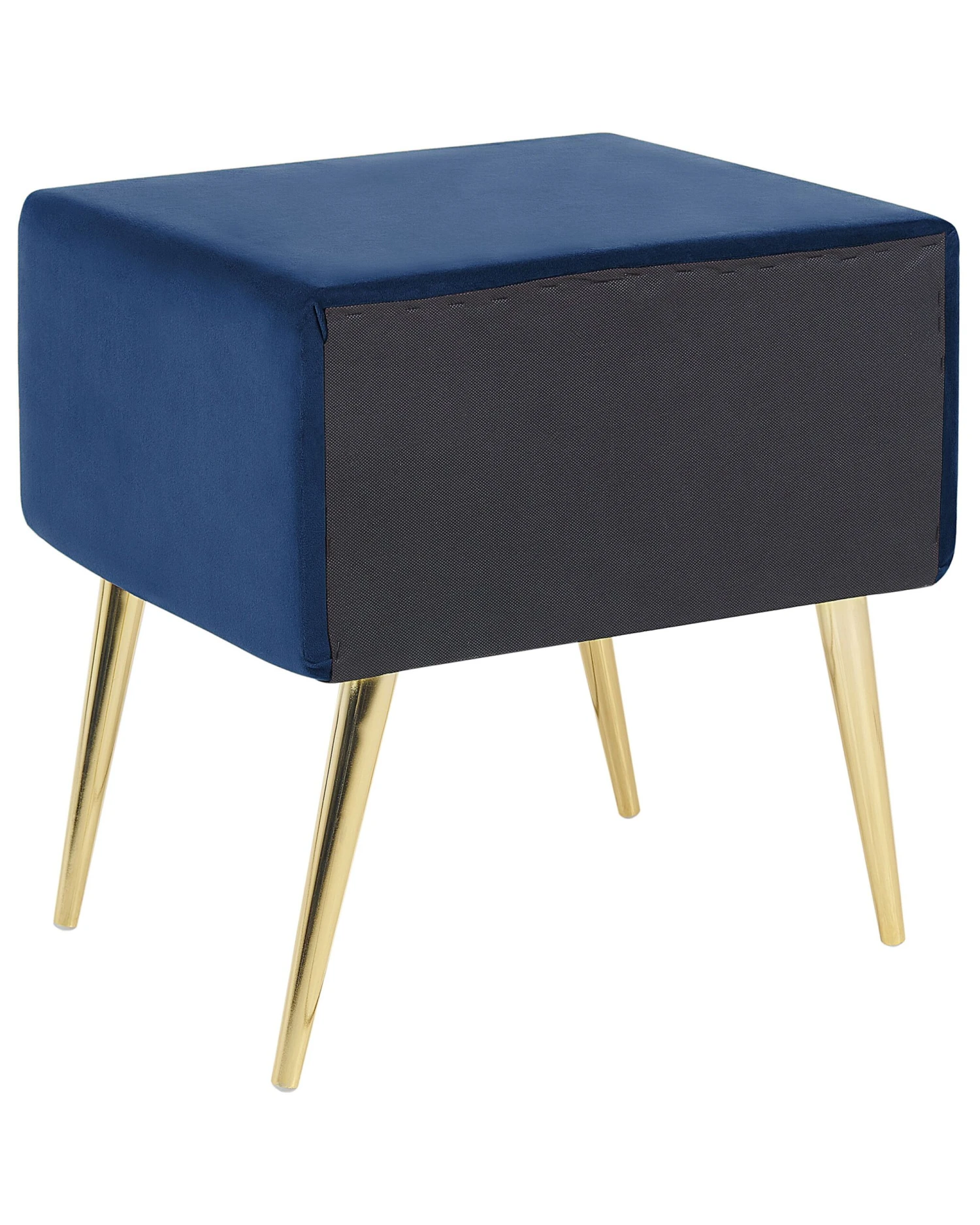 1 Drawer Velvet Bedside Table Navy Blue FLAYAT - Image 5