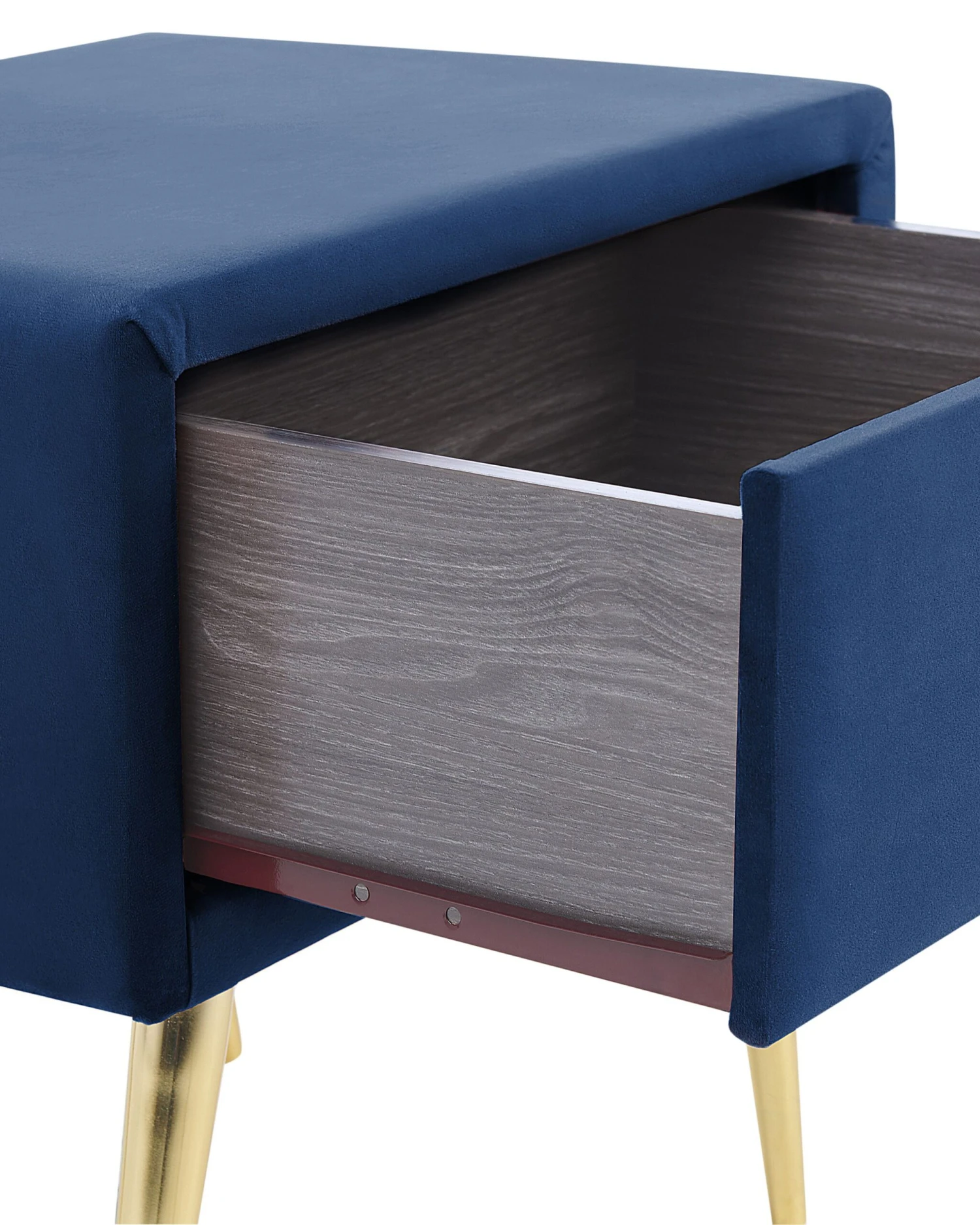 1 Drawer Velvet Bedside Table Navy Blue FLAYAT - Image 6
