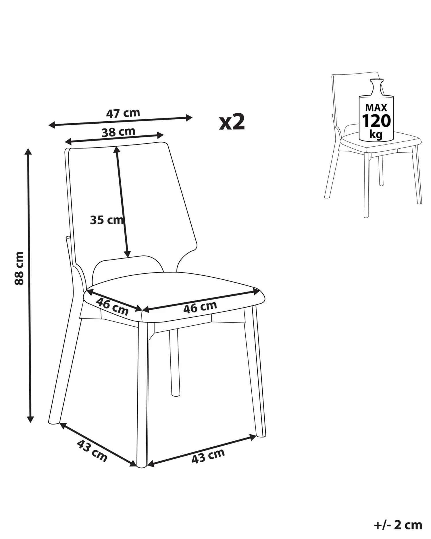 Set Of 2 Dining Chairs Dark Wood And Grey ABEE - Image 9