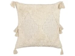 Set Of 2 Tufted Cotton Cushions With Tassels 45 X 45 Cm Light Beige AVIUM -Home Furniture undef src sa picid 838794 type whitesh image
