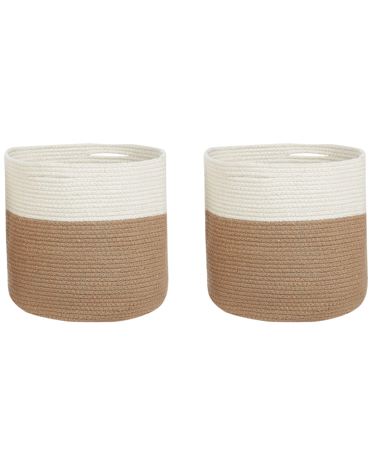 Set Of 2 Cotton Baskets Beige And White ARDESEN