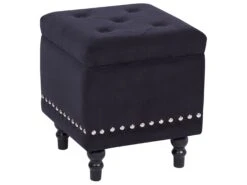 Velvet Footstool With Storage Black LORETTO