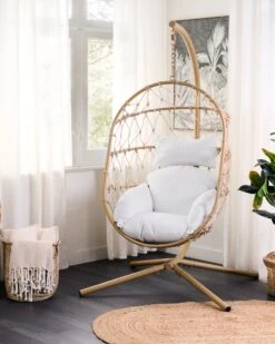 Hanging Chair With Stand Beige ADRIA -Home Furniture undef src sa picid 844392 type whitesh image
