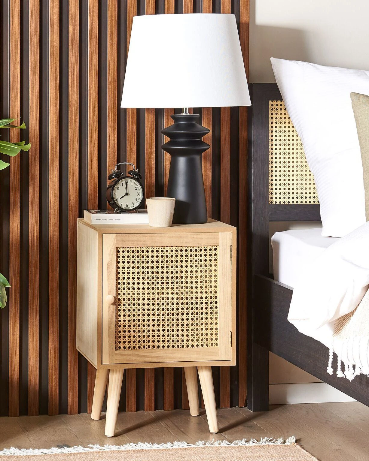 Rattan Door Bedside Table Light Wood ALMO - Image 2