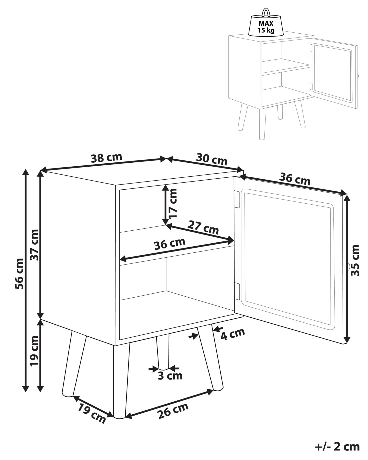 Rattan Door Bedside Table Light Wood ALMO - Image 8