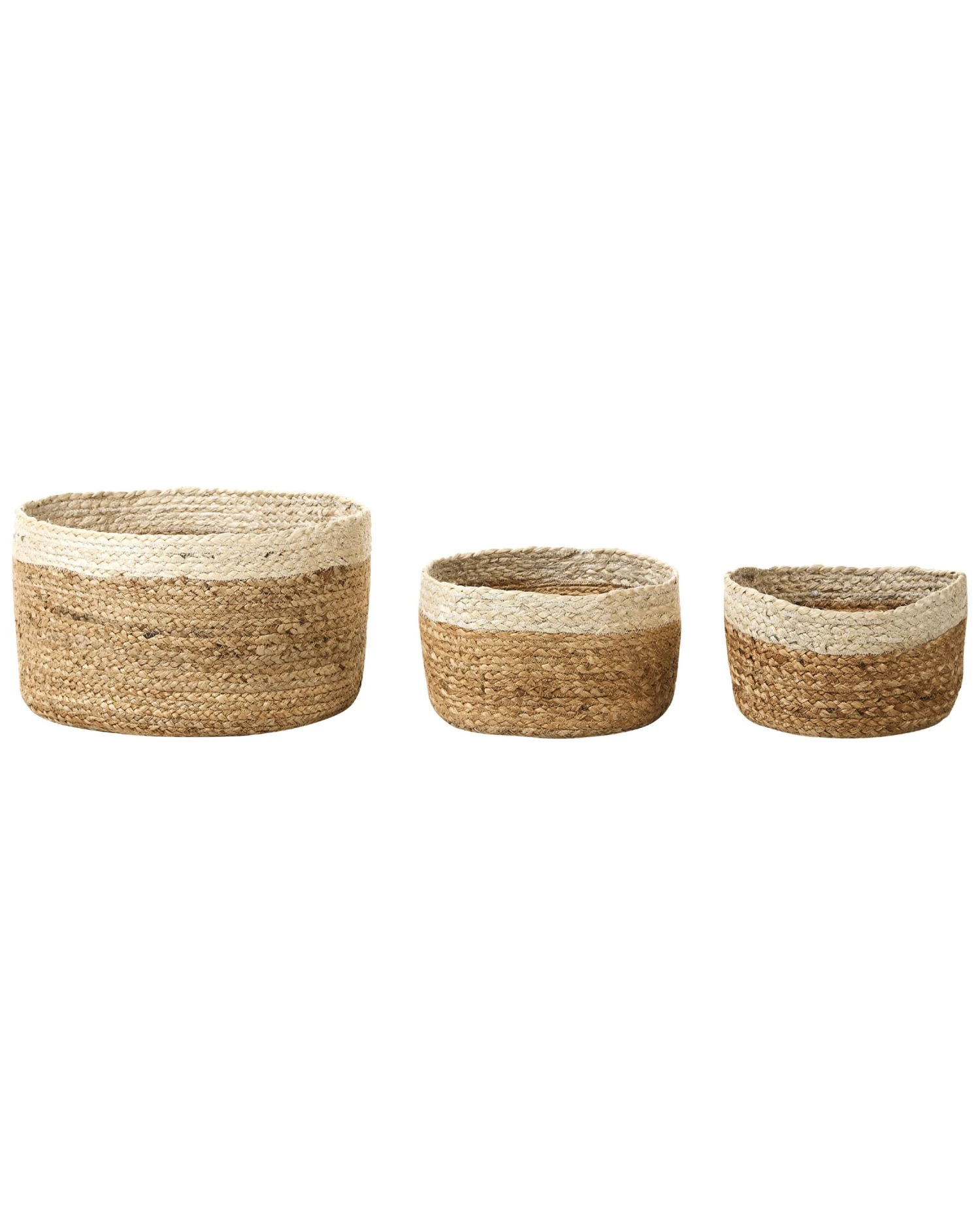 Set Of 3 Jute Baskets Natural And Beige TAJORI