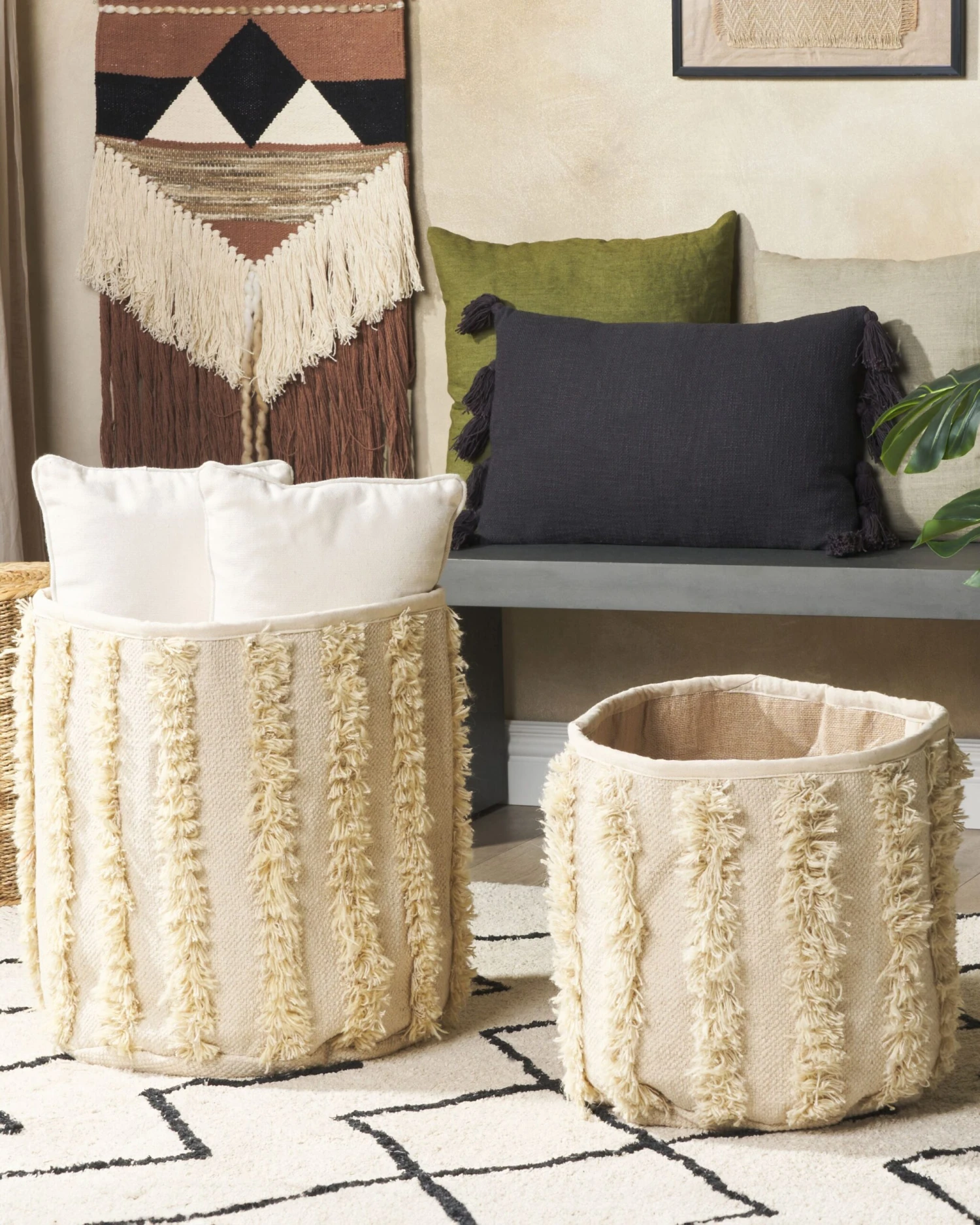 Set Of 2 Cotton Baskets Beige KAKKI - Image 2
