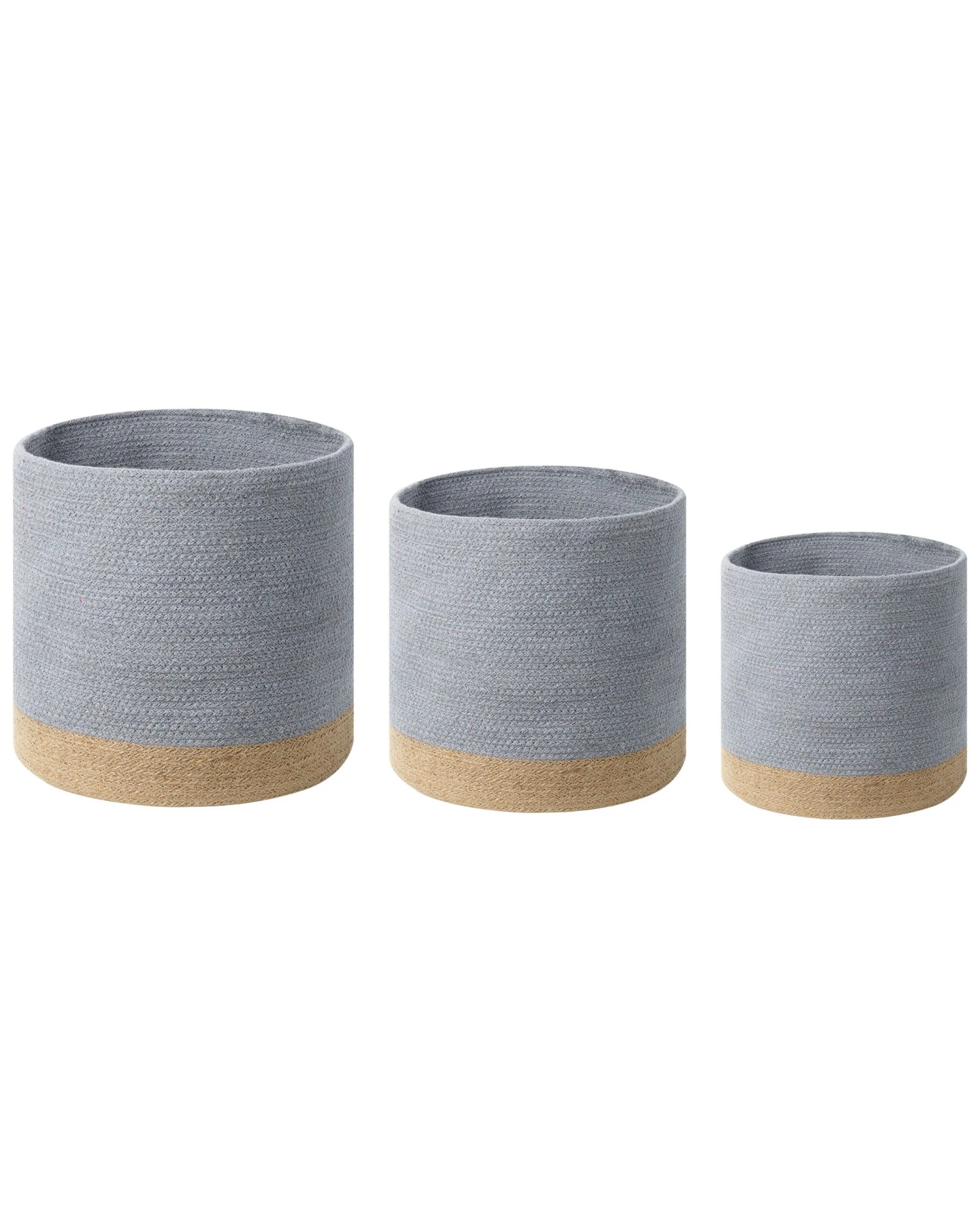 Set Of 3 Cotton Baskets Grey And Beige BASIMA