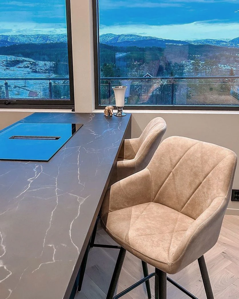 Set Of 2 Fabric Bar Chairs Beige DARIEN - Image 3