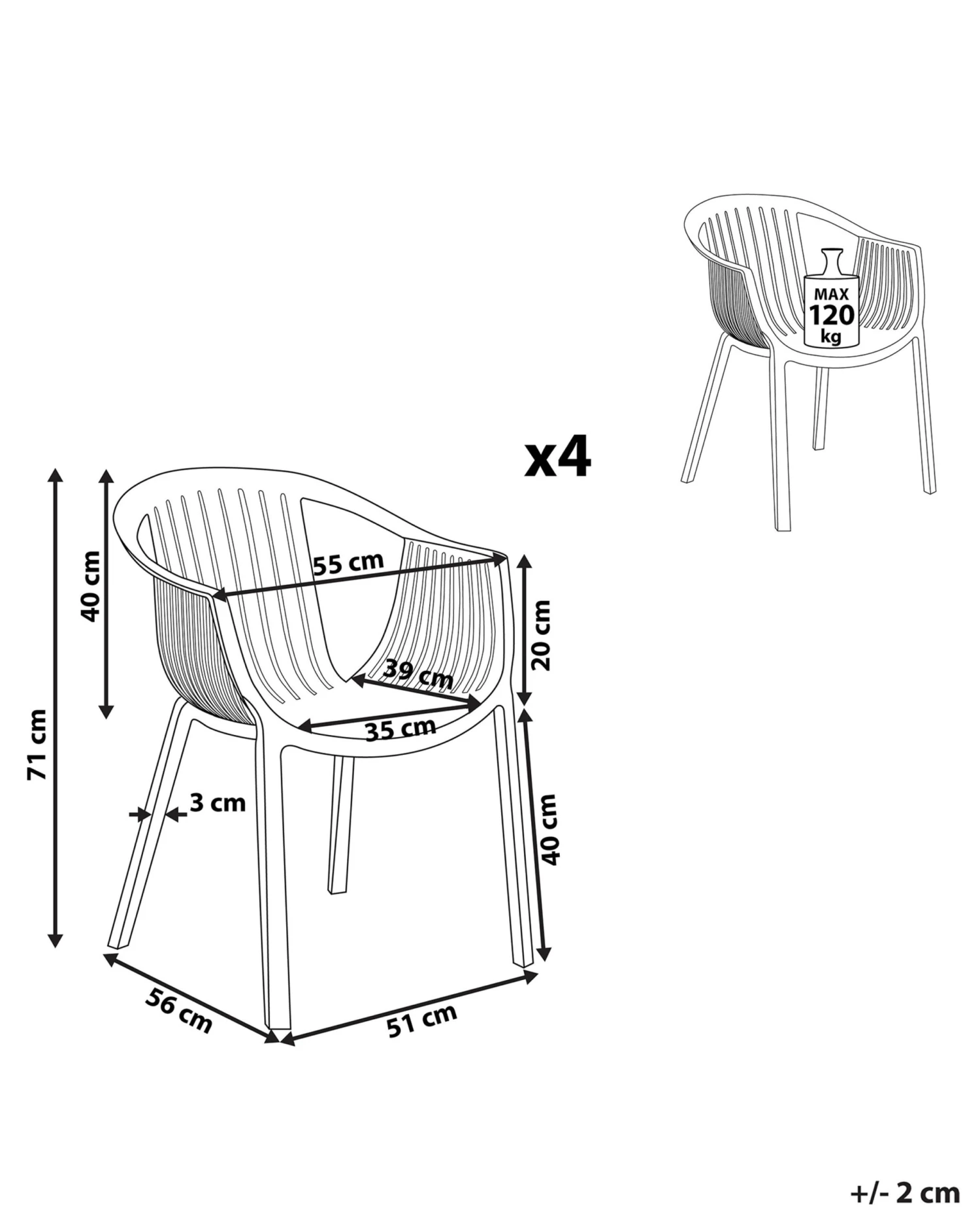 Set Of 4 Garden Chairs Beige NAPOLI - Image 10