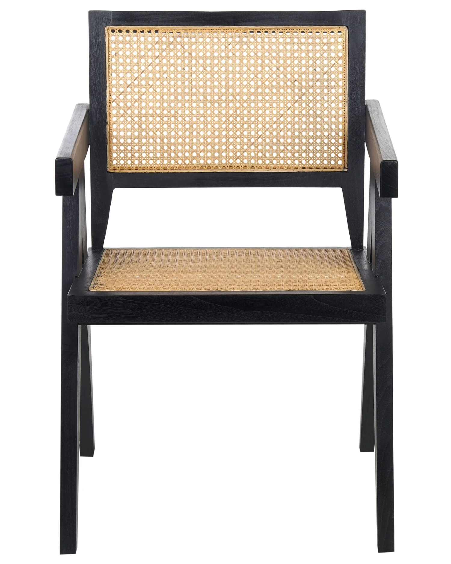Wooden Chair With Rattan Braid Light Wood And Black WESTBROOK - Image 4