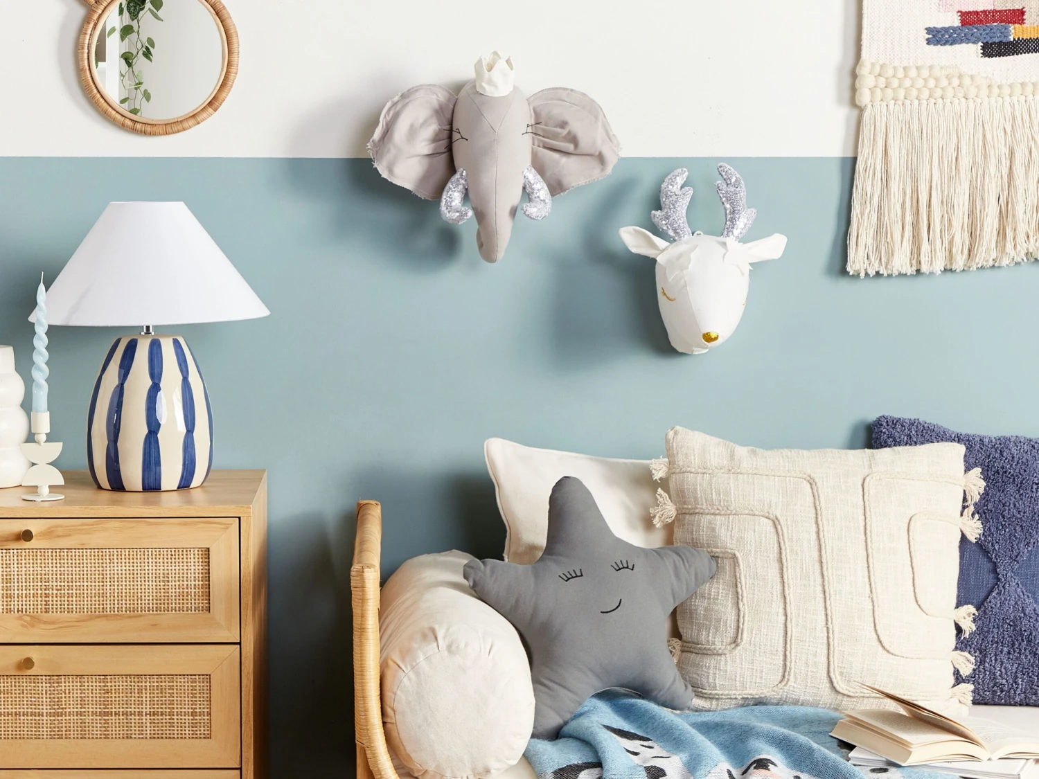 Plush Animal Head Wall Décor Elephant Grey TANTOR - Image 2