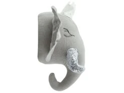 Plush Animal Head Wall Décor Elephant Grey TANTOR -Home Furniture undef src sa picid 848319 type whitesh image