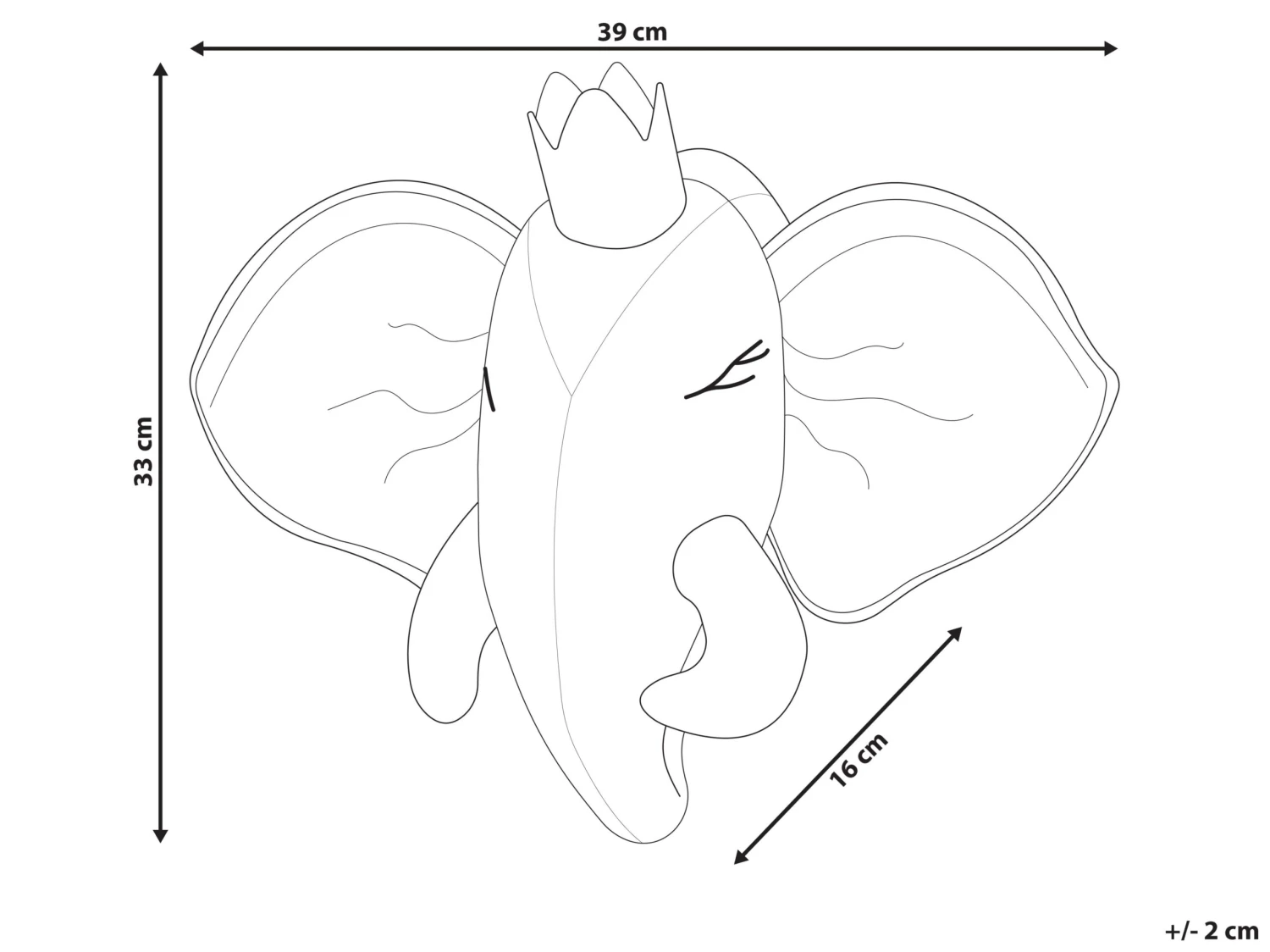 Plush Animal Head Wall Décor Elephant Grey TANTOR - Image 6