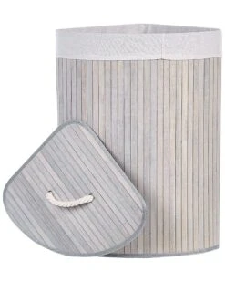 Bamboo Basket With Lid Light Grey MATARA -Home Furniture undef src sa picid 849071 type whitesh image