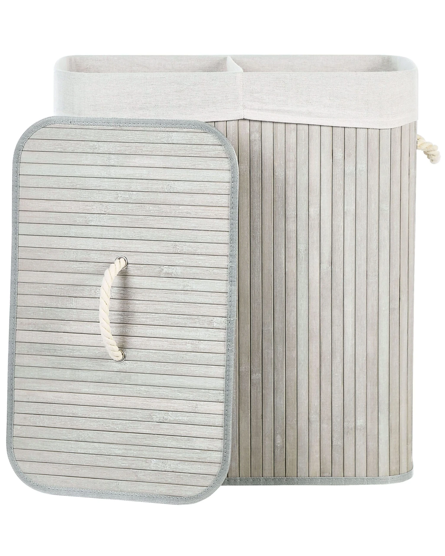 Bamboo Basket With Lid Grey KANDY - Image 4