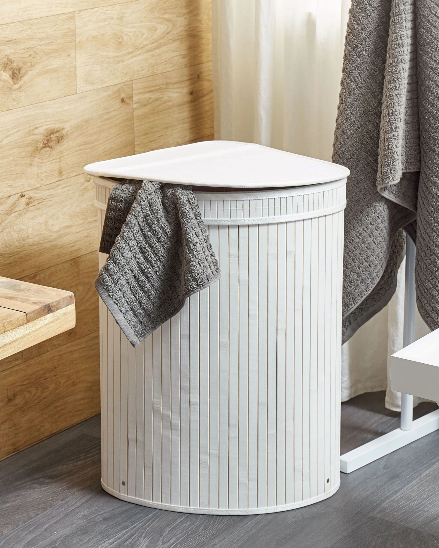 Bamboo Basket With Lid White BADULLA - Image 2