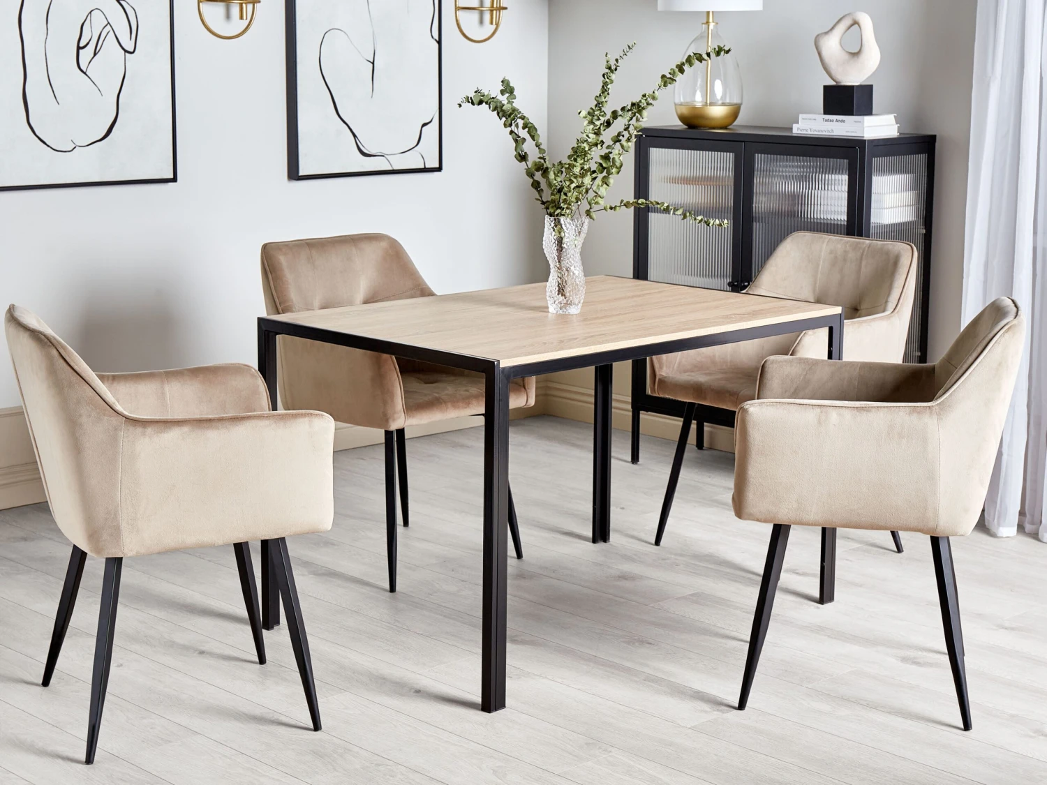 Dining Table 120 X 80 Cm Light Wood With Black NEWFIELD - Image 2