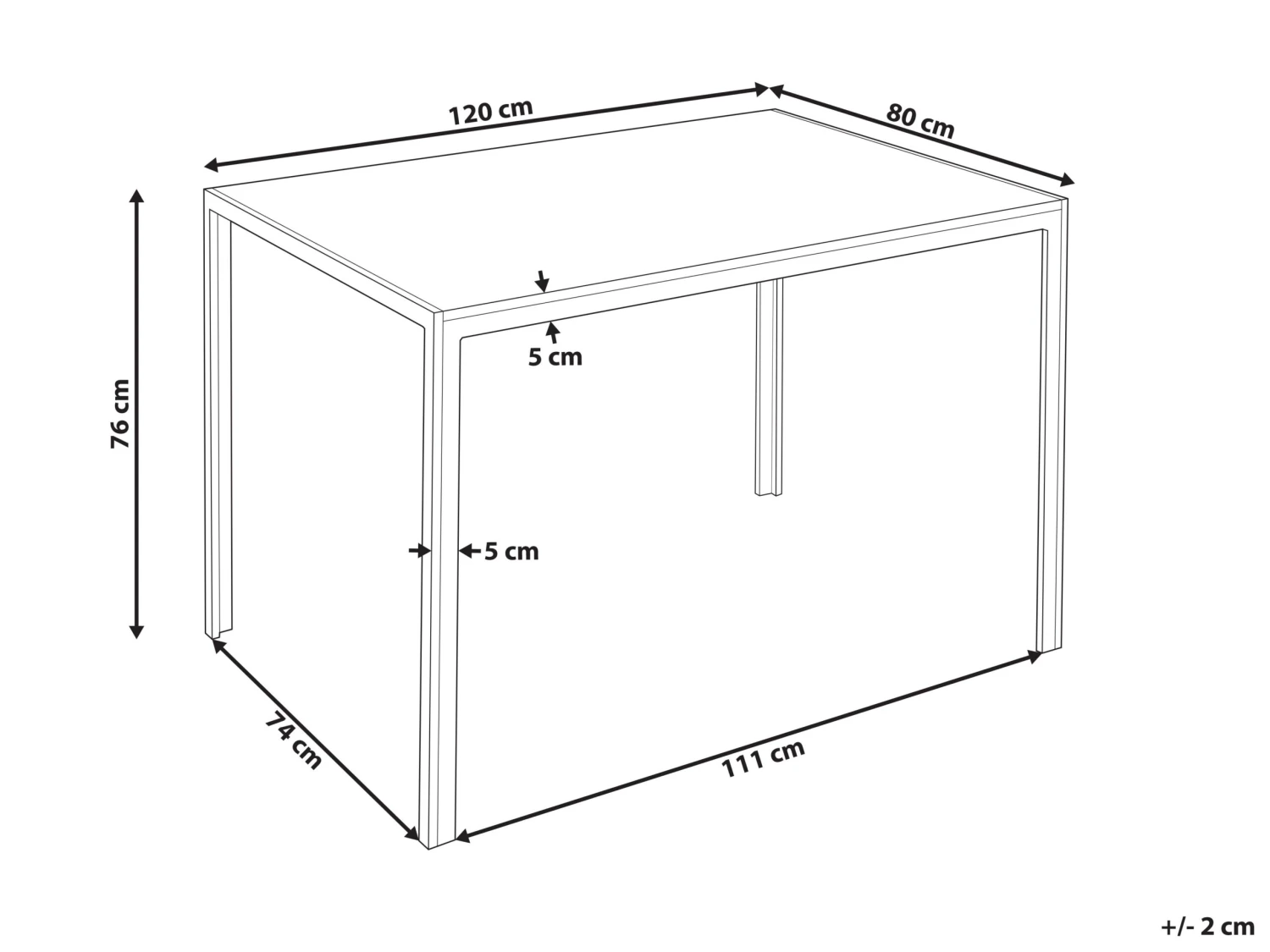 Dining Table 120 X 80 Cm Light Wood With Black NEWFIELD - Image 7