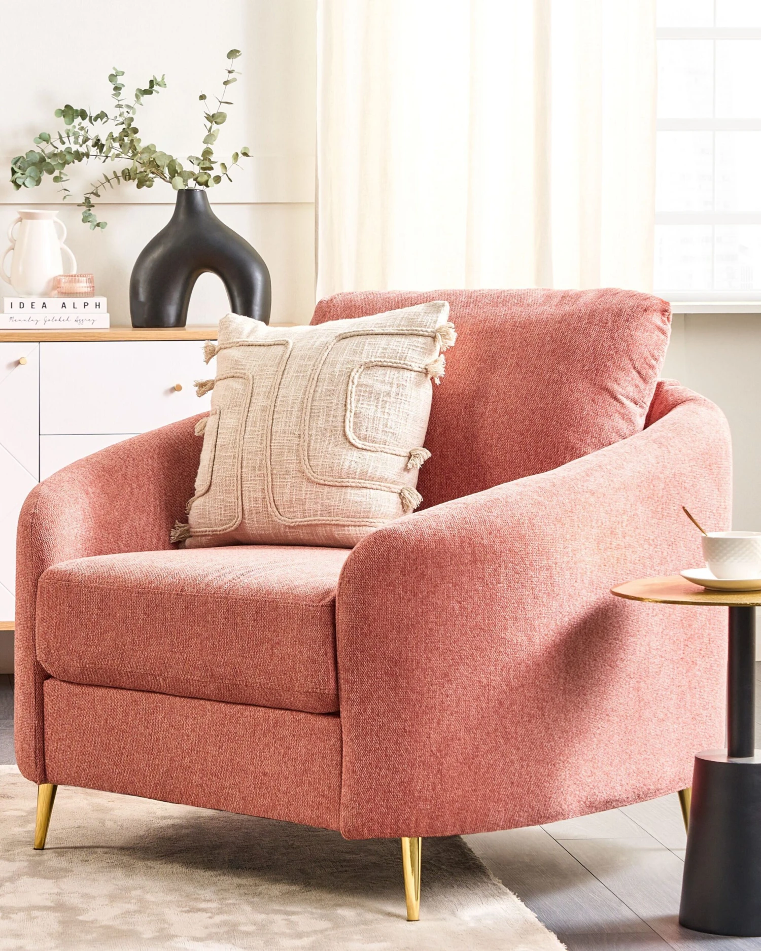 Fabric Armchair Pink TROSA - Image 2